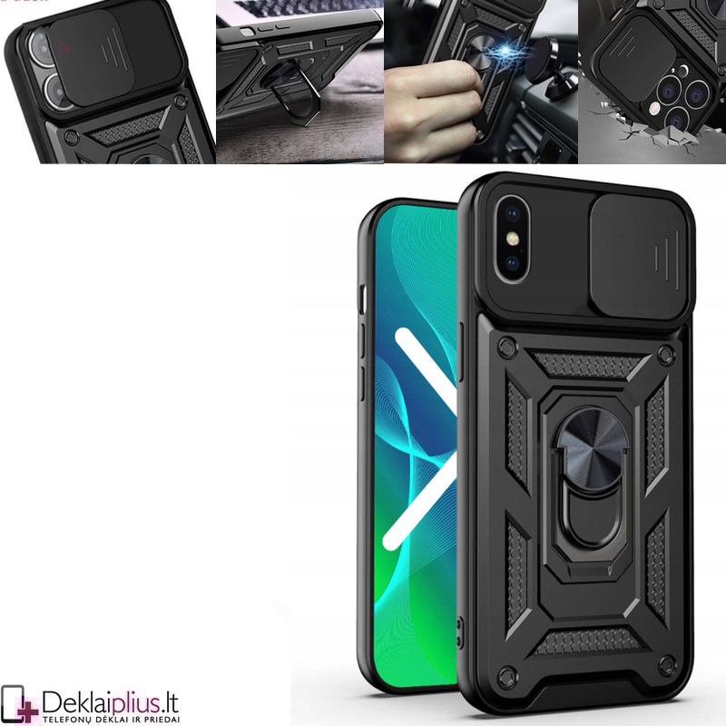 5in1 smūgiams atsparus dėklas su žiedu ir kameros apsauga - juodas (Apple Iphone X/XS) 5in1 smūgiams atsparus dėklas su žiedu ir kameros apsauga - juodas (Apple Iphone X/XS)
